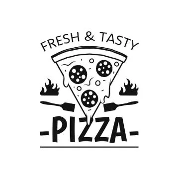 Pizza logo icon on white back. Concept. Stock Illustration