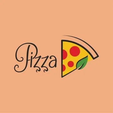 Pizza logo with pizza slice vector background Stock Illustration