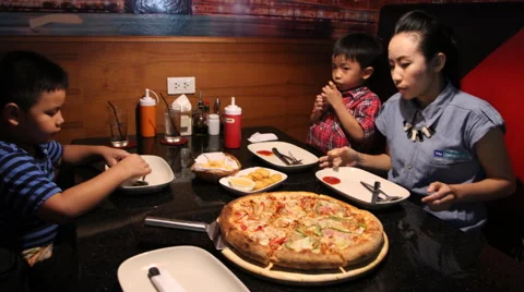 Pizza lunch Stock Footage 42825340