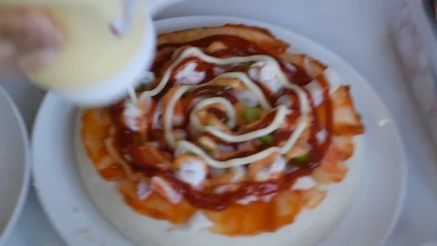 Pizza make-up Thai kotchen Stock Footage 128690302