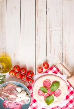 Pizza making background Stock Photos