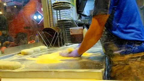 Pizza making inside glass room. Video stock 148719409