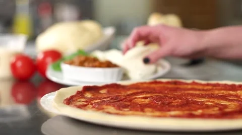 Pizza making low shot Video stock 51687278