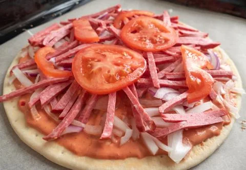 Pizza making process Stock Photos