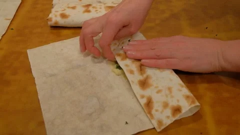 Pizza Making Process Visible Product Human Hand Movement When Cooking shawarma Stock Footage 327959033