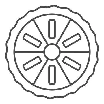 Pizza Mango dessert thin line icon, asian food concept, fruit pizza vector sign 스톡 일러스트