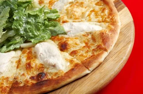 Pizza with meat chicken Stock Photos