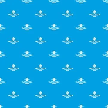 Pizza meat pattern vector seamless blue Stock Illustration