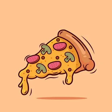 Pizza with Melted Cheese Stock Illustration
