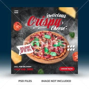 Pizza menu social media post PSD Template