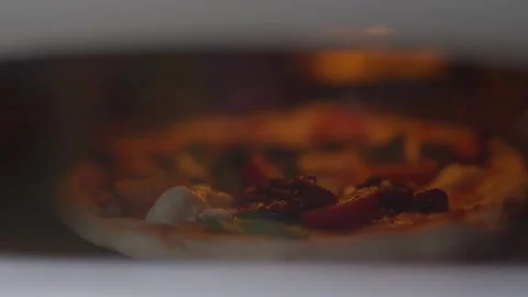 A pizza is in a microwave oven Stock Footage 297842428