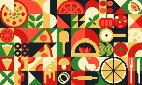 Pizza modern geometric pattern with pizza slices Stock Illustration