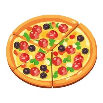 Pizza with mozzarella and vegetables Illustrazione stock