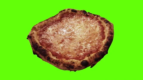 Pizza with mozzarella, bocconcini and basil leaves or pizza margherita Video stock 148399653