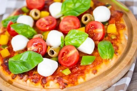 Pizza with mozzarella Stock Photos
