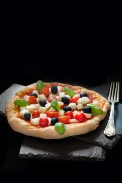 Pizza Mozzarella Tomatoes Basil Stock Photos