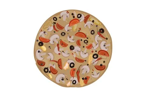Pizza with mushrooms. 库存插图