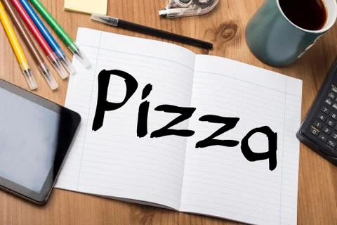 Pizza - Note Pad With Text Stock Photos
