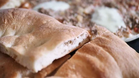 Pizza with nothing and with fish, steaming Stock Footage 150513572