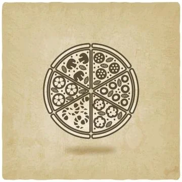 Pizza old background Stock-Illustration
