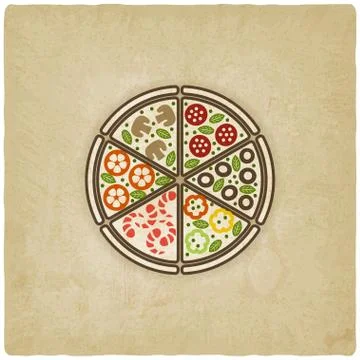 Pizza old background Stock Illustration