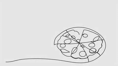 Pizza. One line drawing animation with alpha channel. Stock Footage 308070159
