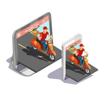 Pizza Online Delivery Concept Illustrazione stock