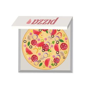 Pizza in the open box. Stock Illustration