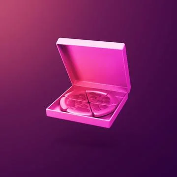 Pizza in open box - stylized 3d CGI icon object, Not gen Ai Stock Illustration
