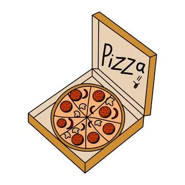 Pizza in an open box. Vector illustration Stock Illustration
