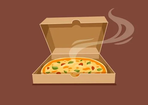 Pizza in the open Cardboard Box vector. Illustration. Stock Illustration