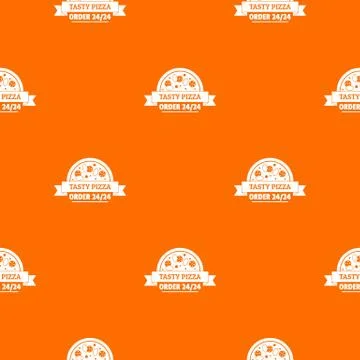 Pizza order pattern vector orange Stock Illustration