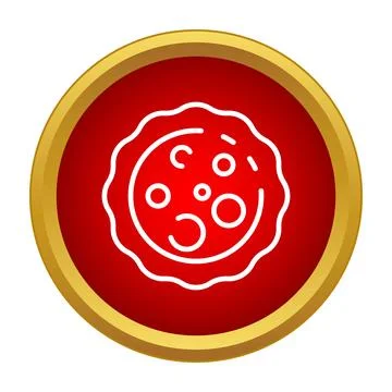 Pizza outline icon on red button 库存插图