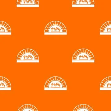 Pizza oven with fire pattern seamless Stock Illustration