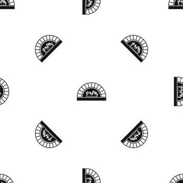 Pizza oven with fire pattern seamless black イラスト素材