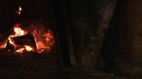 Pizza Oven, Flames. Stock Footage 8995464