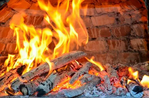 Pizza oven heating, special method, almoust done Stock Photos