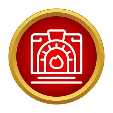 Pizza oven icon with fire inside design 스톡 일러스트