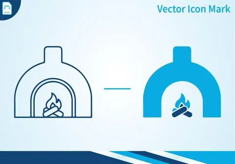 Pizza oven vector icon mark, modern flat illustration, minimal design. Stock Illustration