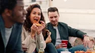 Pizza, Party And Friends With Alcohol Outdoor For Celebration, Social Lifestyle Stock Footage