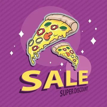 Pizza patch in sale poster Illustrazione stock