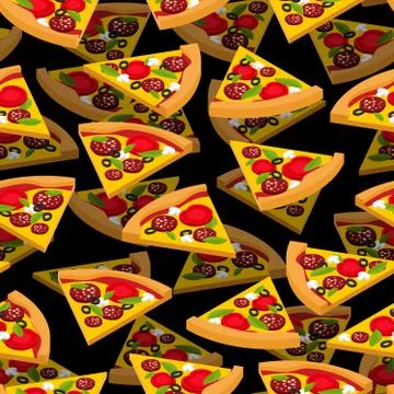 Pizza pattern seamless. Fast food background vector Stock Illustration