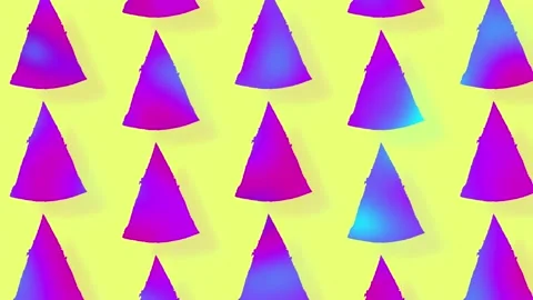 Pizza pattern in vibrant gradient holographic neon colors. Concept art. Minimal Stock Footage 167486236