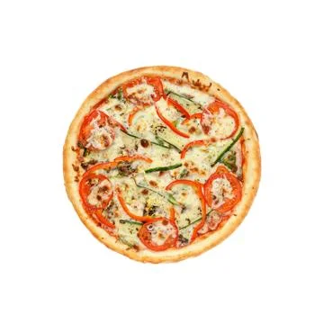 Pizza with peper on a white background Stock Photos