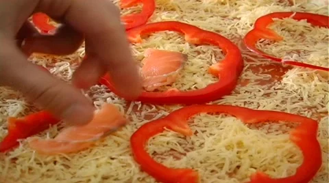 Pizza with pepper and fish Stock Footage 61269935