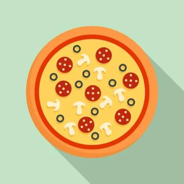 Pizza pepperoni icon, flat style Stockillustratie