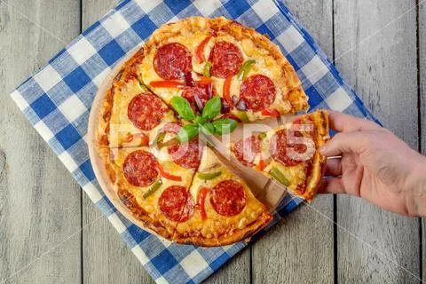 Pizza pepperoni. Stock Photos