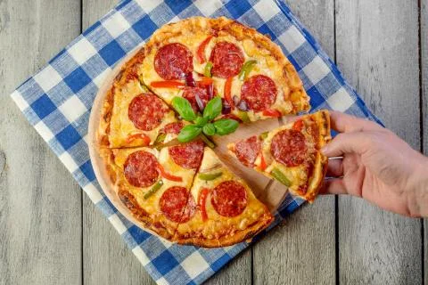 Pizza pepperoni. Stock Photos