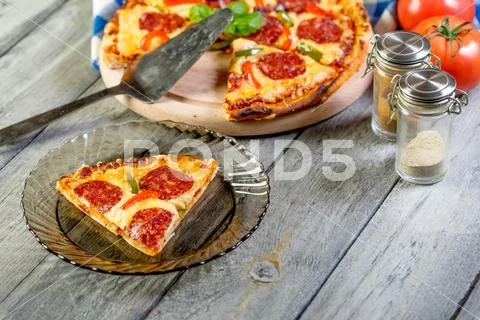 Pizza pepperoni. Stock Photos