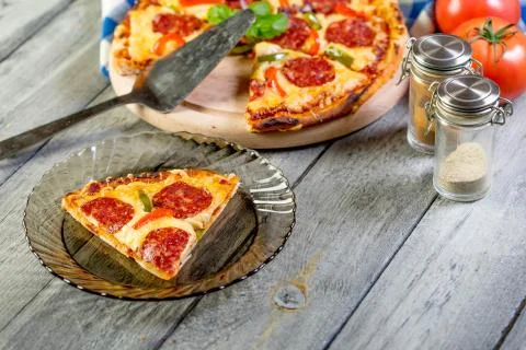Pizza pepperoni. Stock Photos